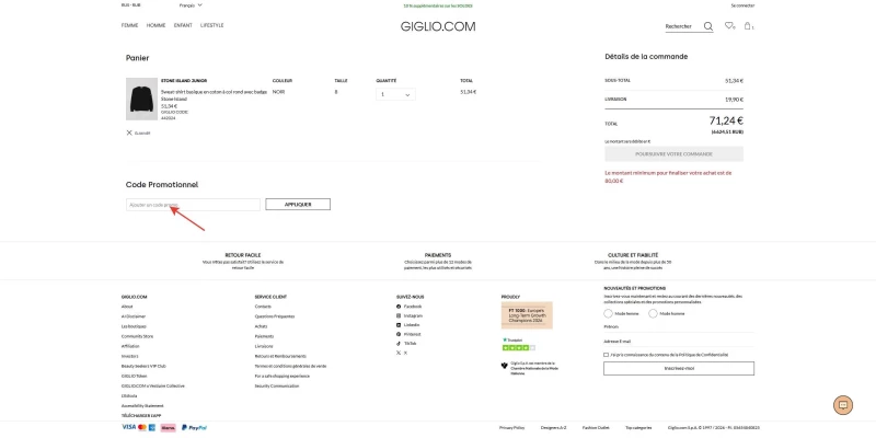 code promo GIGLIO