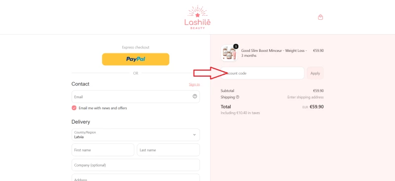 code promo Lashilé