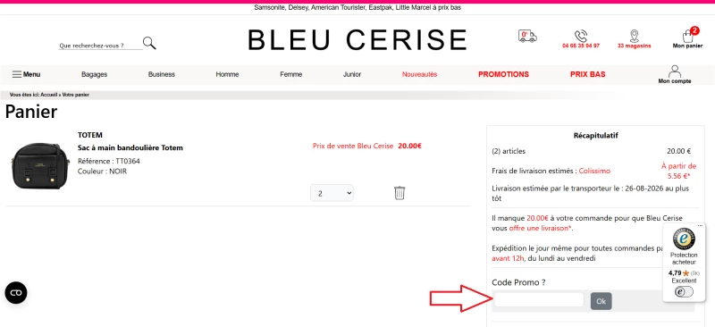 code promo Bleu Cerise