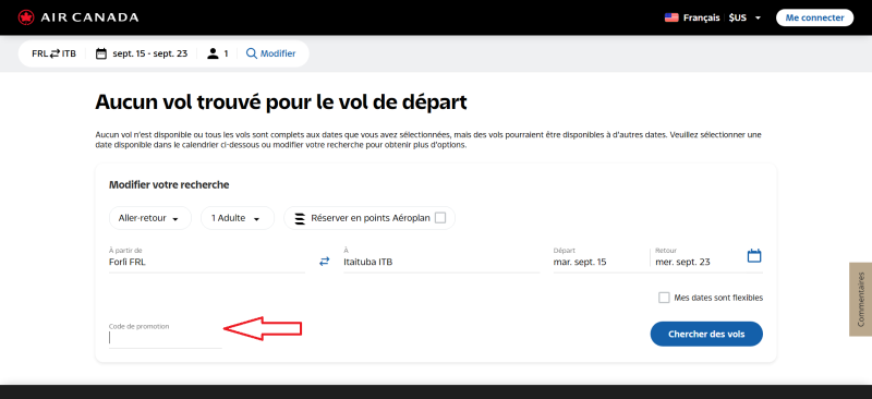 code promo Air Canada
