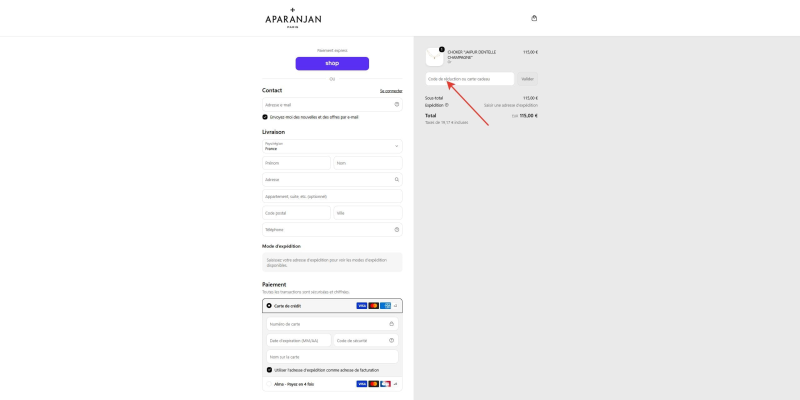 code promo APARANJAN