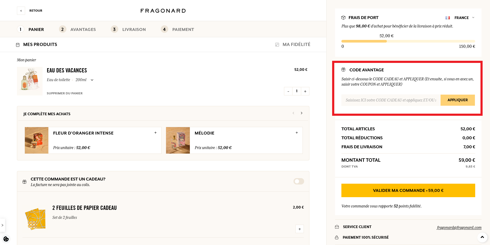 code promo Fragonard