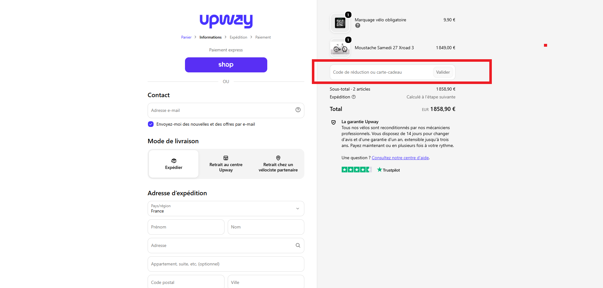 code promo Upway