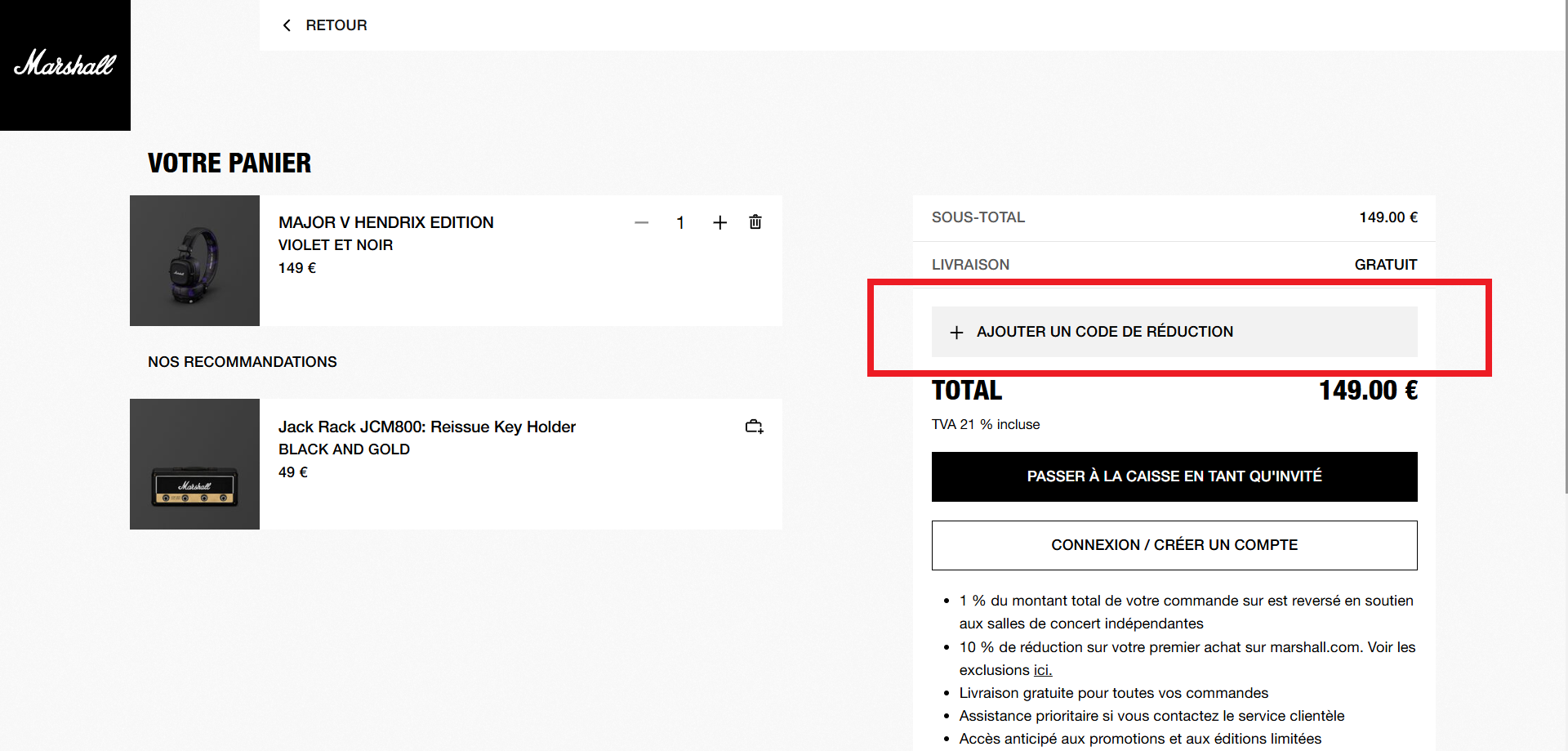 code promo Marshall
