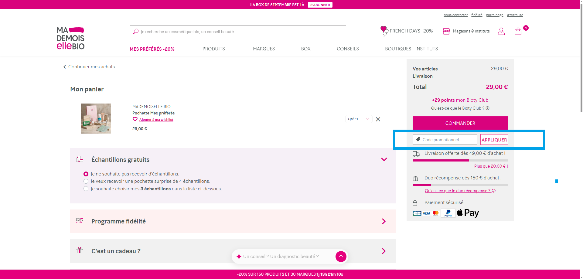 code promo Mademoiselle Bio