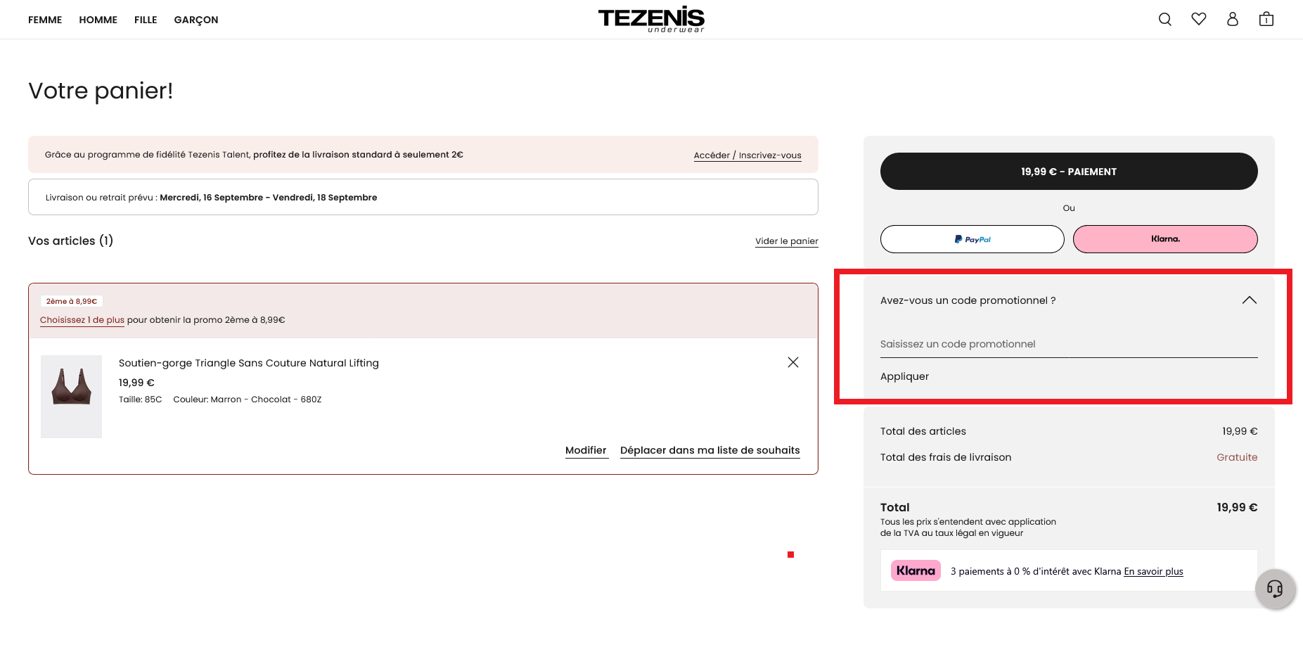 code promo TEZENIS