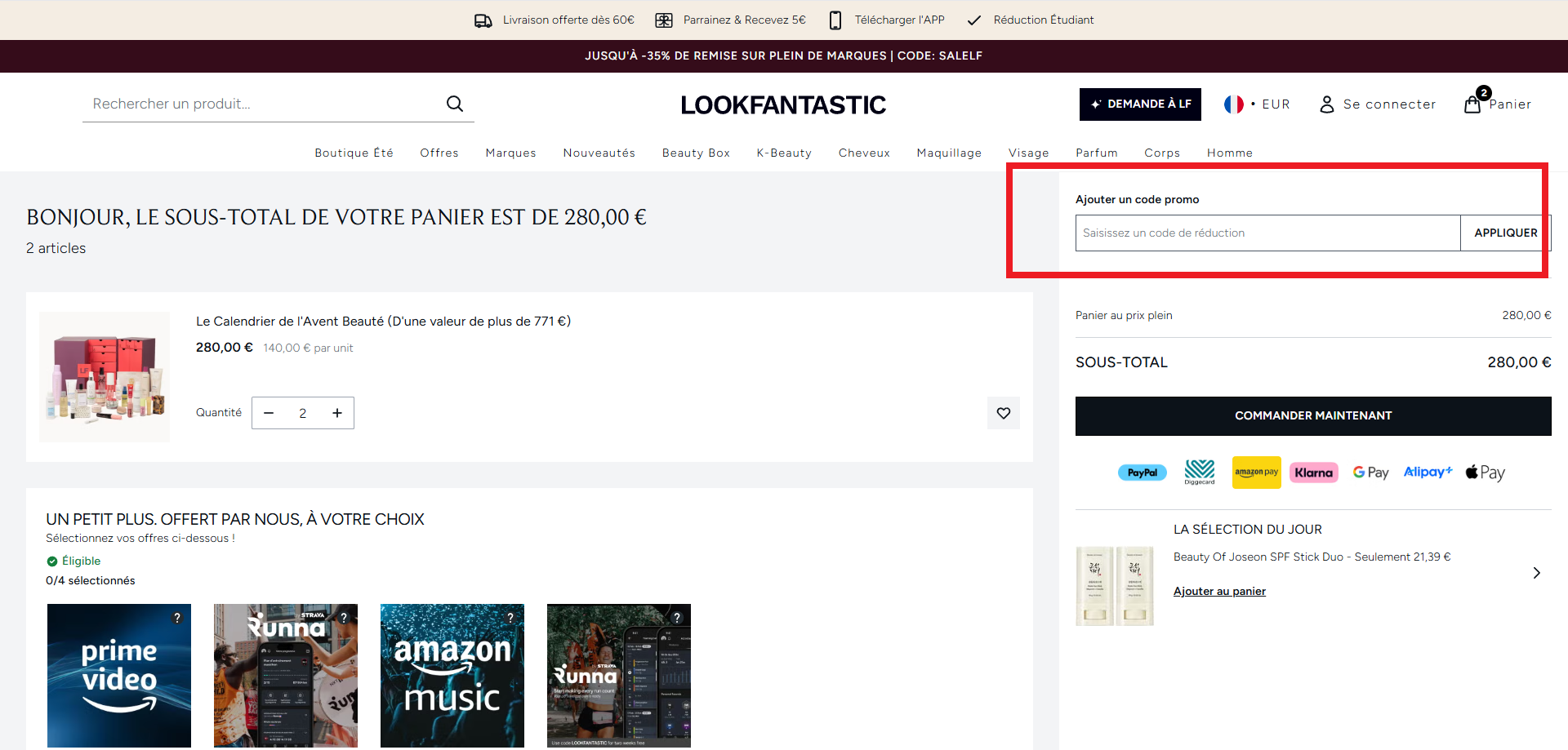 code promo LOOKFANTASTIC