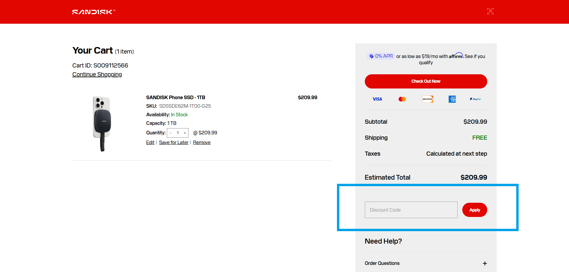 code promo Sandisk