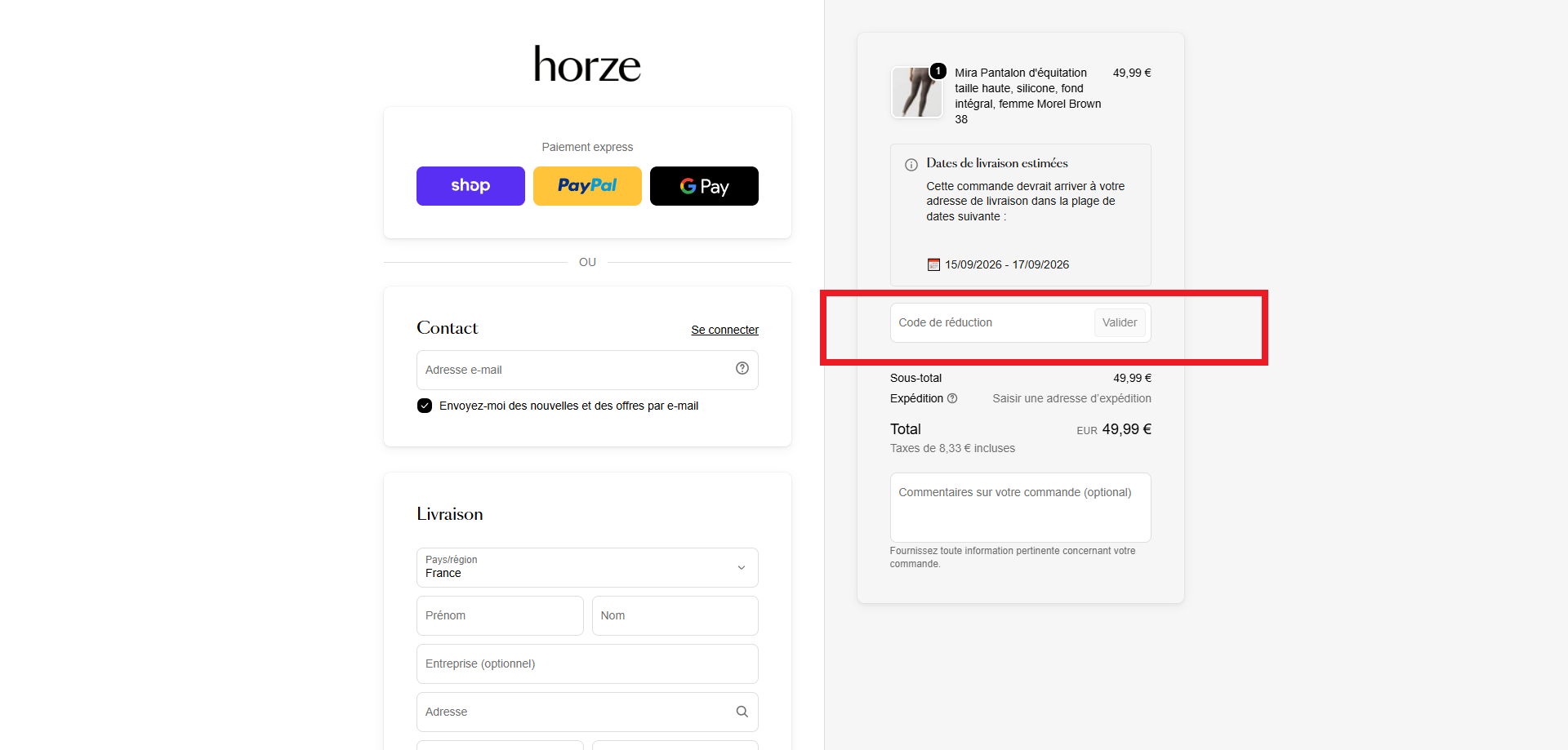 code promo Horze
