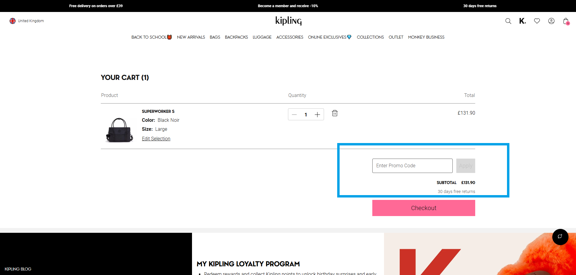 code promo Kipling