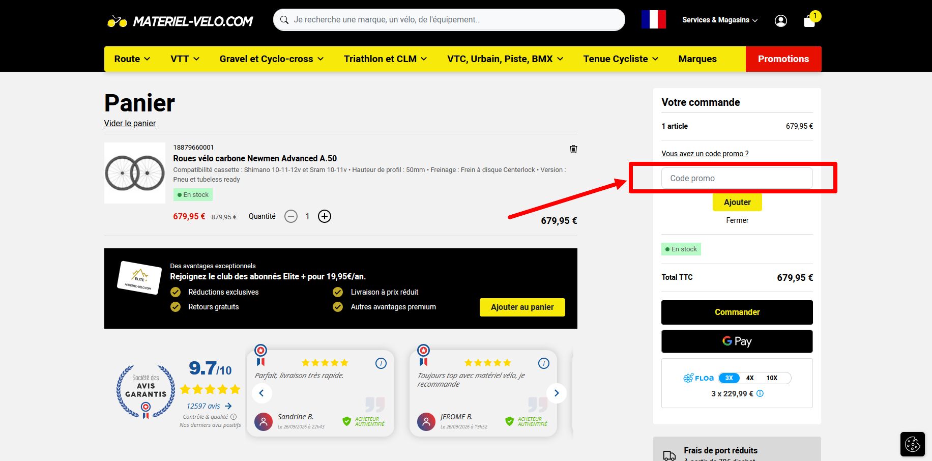code promo Materiel Velo