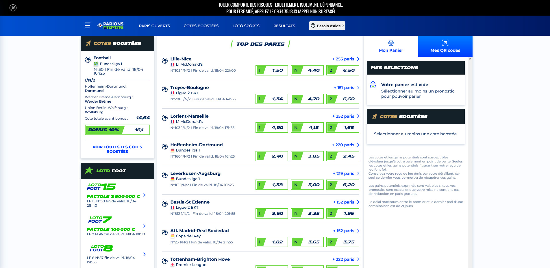 Parions Sport Code de réduction