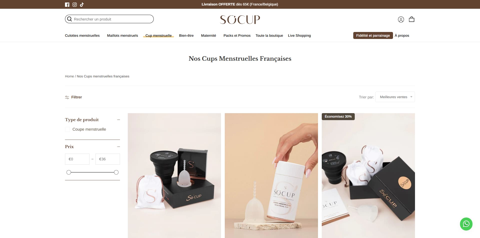So Cup Code de réduction