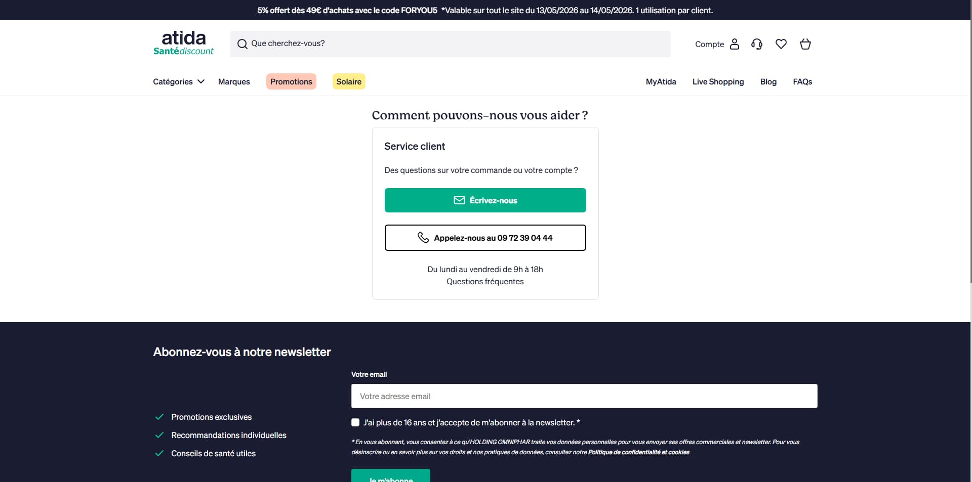 Atida Code de réduction