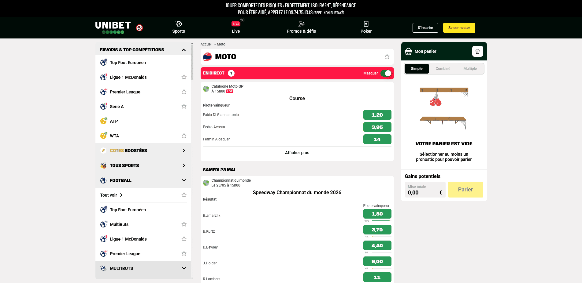 Unibet Bon d'achat