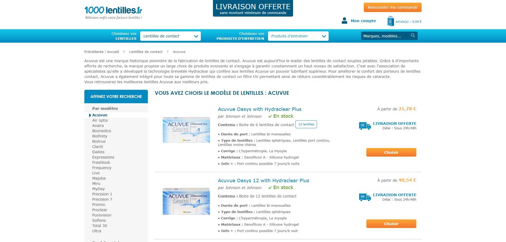 codes promo 1000 lentilles