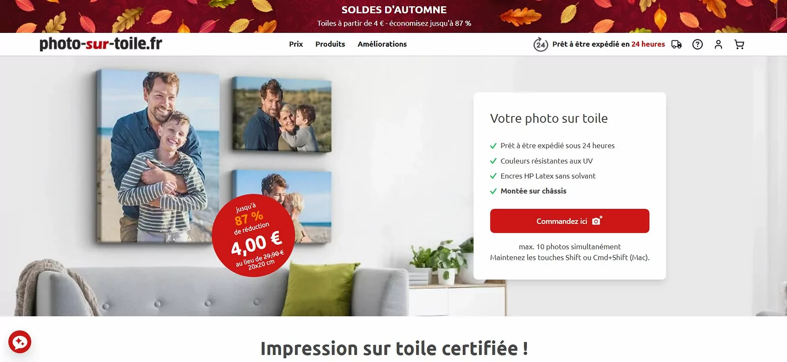 code promo Photo sur Toile