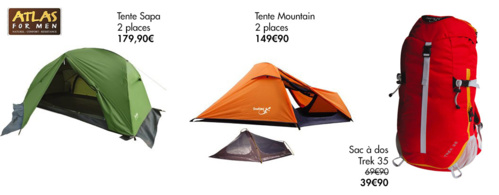 Atlas For Men, tente et sac à dos
