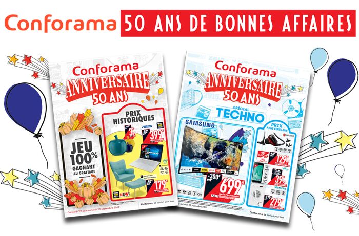 Cliquez ici pour consulter les 2 nouveaux catalogue Conforama Anniversaire 50 ans