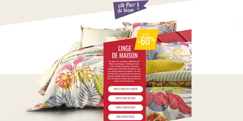 Cliquez et accédez au linge de maison en promotion