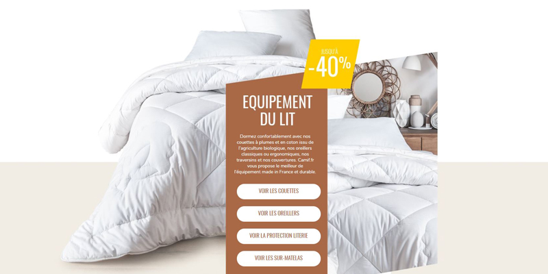 Des réductions jusqu'à -40% sur l'équipement du lit