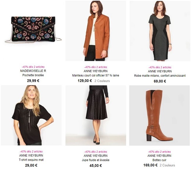 La Redoute, Castaluna, Anne Weyburn : -40% dès 2 articles achetés !