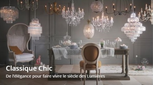 Accéder aux suspensions classique chic de chez Maisons du Monde