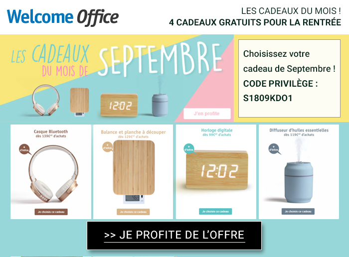 Welcome Office : découvrez les cadeaux du mois de Septembre !