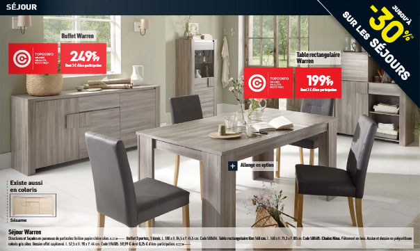 La collection Warren, simple et élégante.