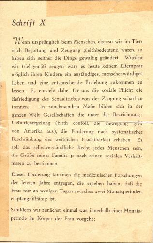 "Extrait du Schrift X" - Photo issue de la Biographie de Beate Uhse - Adam et Eve Magazine