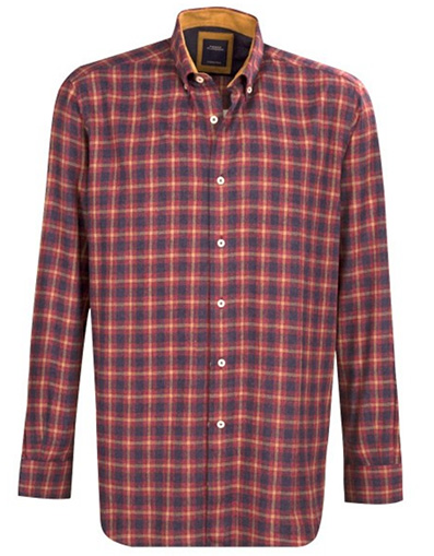 Chemise droite flanelle carreaux col boutonné rouge 39,00€ au lieu de 59,00€ (-33%)