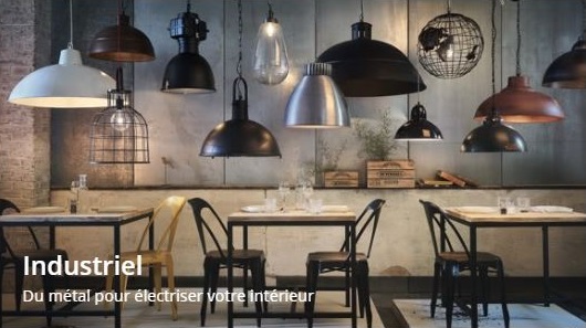 Accéder aux luminaires tendance industrielle de chez Maisons du Monde