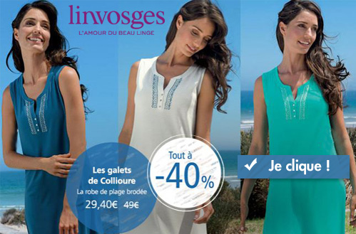 Linvosges, 40% de réduction sur une sélection de robes de plage et de linge de maison