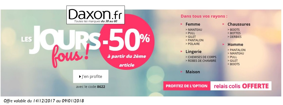 Daxon : -50% dès 2 articles achetés durant les jours fous !