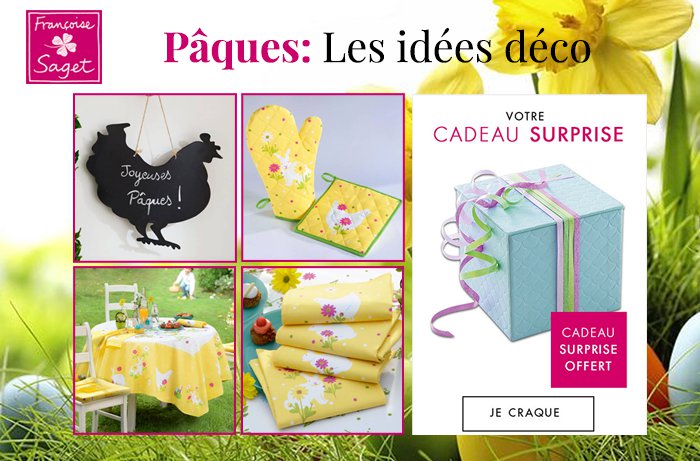 Françoise Saget : linge de maison "Pâques au Jardin" jusqu'à -50% !