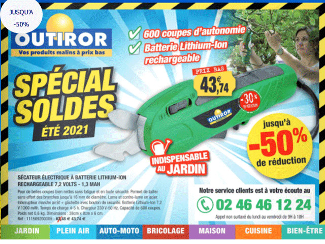 OUTIROR - Outillage - Jardin - Soldes jusqu'à -50% OUTIROR - Outillage - Jardin - Soldes jusqu'à -50%