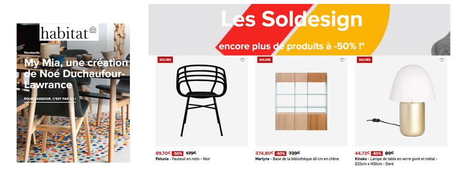 HABITAT- SOLDES Jusqu'à -50% HABITAT- SOLDES Jusqu'à -50%