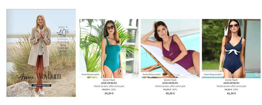 ANNE WEYBURN - VENTES FLASH -35% SUR LES MAILLOTS DE BAIN + NOUVELLE COLLECTION ANNE WEYBURN - VENTES FLASH -35% SUR LES MAILLOTS DE BAIN + NOUVELLE COLLECTION