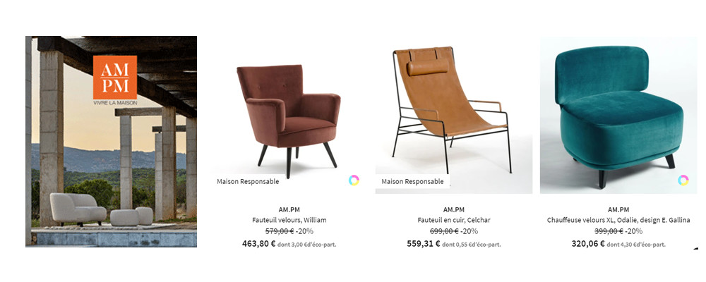AM-PM - NOTRE SELECTION DE FAUTEUILS JUSQU' A -25% AM-PM - NOTRE SELECTION DE FAUTEUILS JUSQU' A -25%