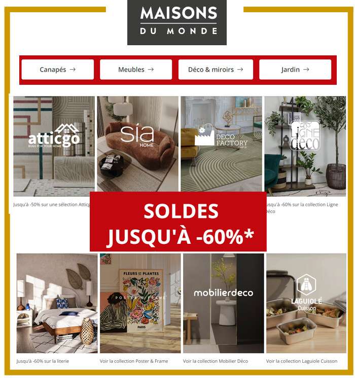 MAISONS DU MONDE - SOLDES -Meubles et Déco jusqu'à -50%