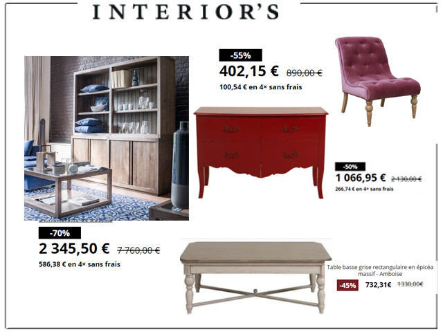INTERIOR'S meubles et canapés made in France - jusqu'à -70%