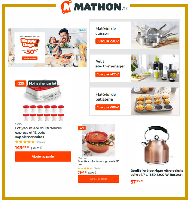 MATHON - Jusqu'à -50% sur votre matériel de cuisine pour devenir un vrai chef !