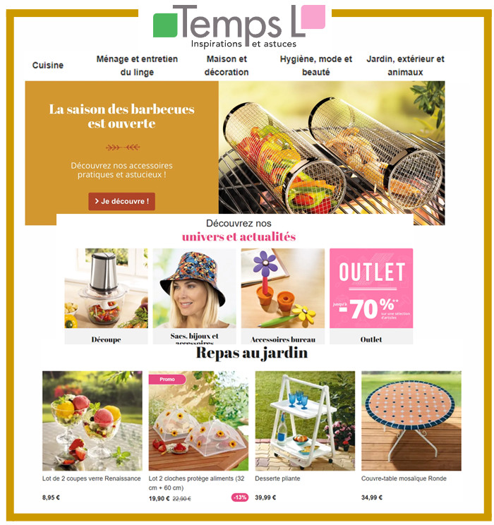 TEMPS L - PROMOS jusqu'à -50% sur les accessoires de Cuisine, Rangement, Ménage