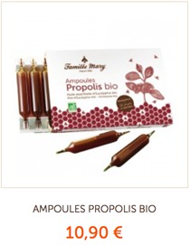 1/ Votre cure d'ampoules à la Propolis Bio et du miel d'eucalyptus pour la gorge et pour se protéger de l'hiver.