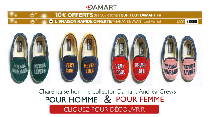 Pantoufles Damart homme et femme