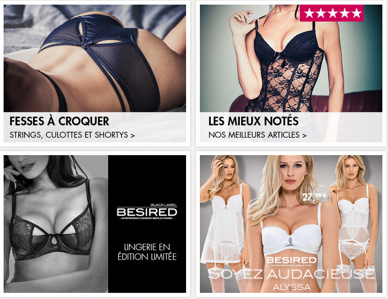 Toute la lingerie adam et Eve Toute la lingerie adam et Eve