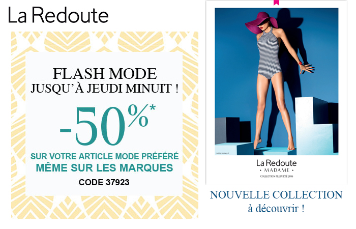 La Redoute : Vente flash Mode, 50% sur votre deuxième article jusque ce soir minuit !