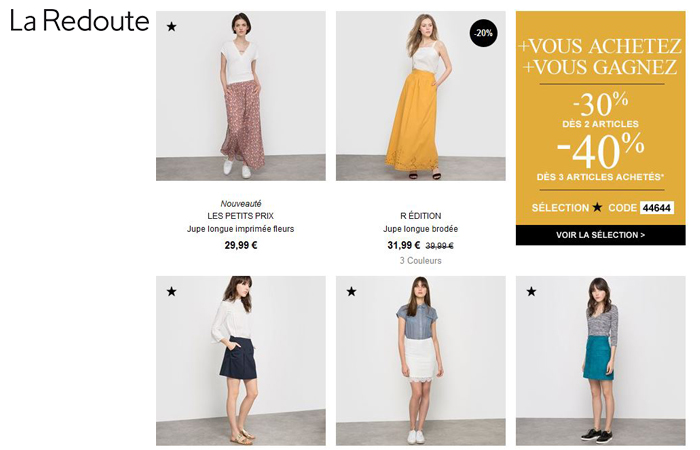 Avec la redoute, plus vous achetez, plus vous gagnez Avec la redoute, plus vous achetez, plus vous gagnez