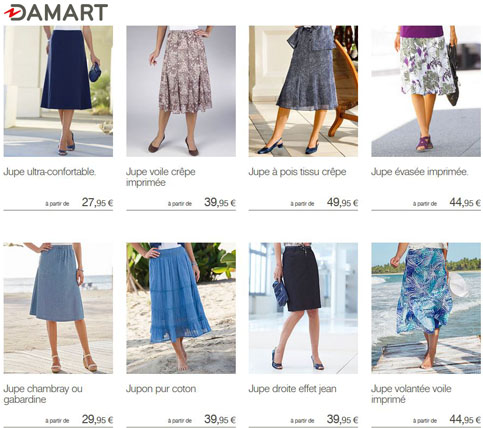 Choisissez la jupe qui vous convient chez Damart