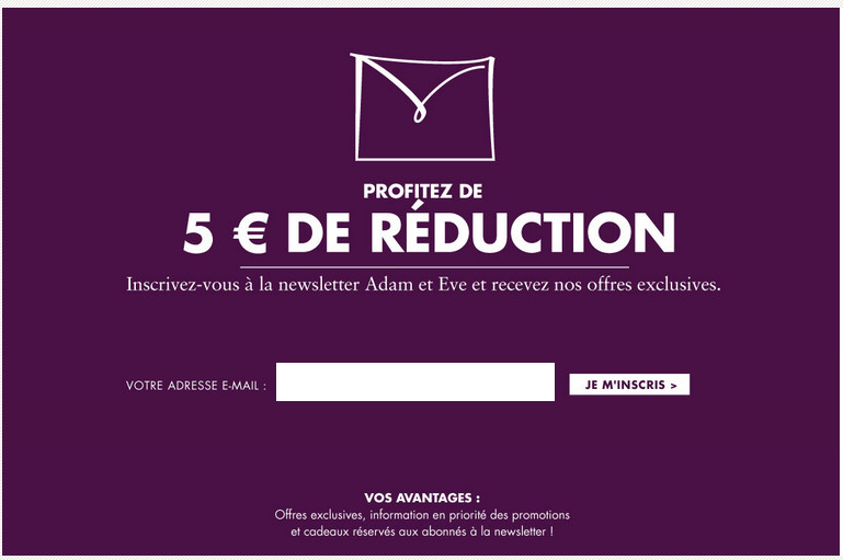 Profitez de 5€ de réduction en vous inscrivant à la newsletter